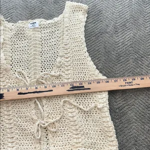 Cotton On Women’s Cream Crochet Vest Tie Front Vest Size M thumbnail 7