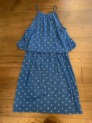 LOFT Navy Blue Polka Dot Layered Sundress Small thumbnail 6
