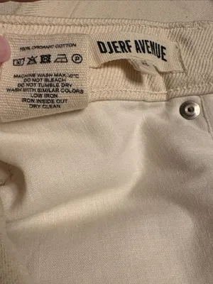 Djerf Avenue Relaxed Jeans 100% Organic cotton button fly cream Size 25 NWOT thumbnail 9