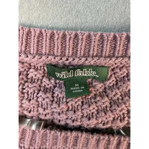 Wild Fable Womens Medium Mauve Purple Cable Knit Cropped High Low Sweater thumbnail 3