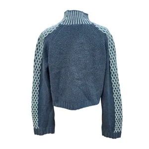 Wild Fable NWT Mock Neck Ribbed Sweater Blue Raglan Sleeve‎ Medium thumbnail 5