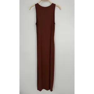 Joah‎ Brown Bodycon Flexrib Dress Medium Large Brown Ribbed Maxi Minimalist Chic thumbnail 6