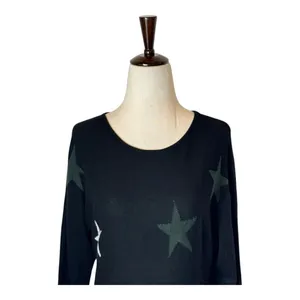 Rachel Zoe‎ Sweater Women Small Black Rayon Cashmere Blend Start Print Pullover thumbnail 4