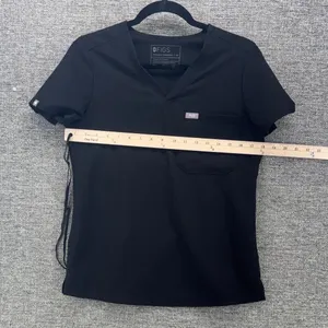 FIGS Technical Collection Womens XS Black V-Neck Short Sleeve Scrub Top FW1000 thumbnail 8