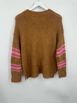 Aerie Brown And Pink Cable Knit Sweater Size XS Boho New With Tags thumbnail 8