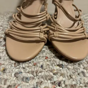 Like New BCBGeneration Maria Nude Beige Stiletto Zip-Up Strappy Heels- Size 10 thumbnail 9