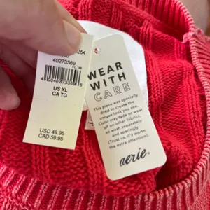 Aerie Women's Faded Cable Knit Cropped Pullover Sweater Red Size XL. NEW thumbnail 5