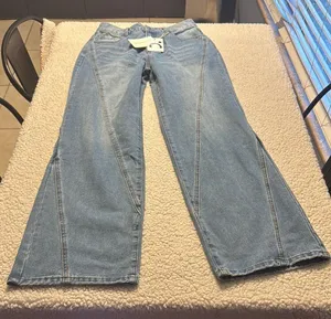 Commense Blue Flare Wide Leg Jeans thumbnail 3
