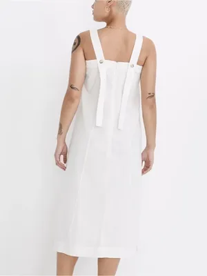 Madewell Linen Blend White Midi Dress thumbnail 2
