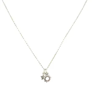 .925 Silver Sun and Star Necklace Made in Italy - 18” chain thumbnail 1