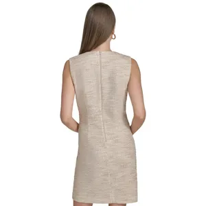 Halston Womens Tweed Chain-Trim Shift Dress HD4JMB8T Oatmeal Brown 14 thumbnail 9