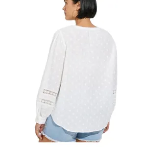 Torrid Cotton Clip Dot Lace Trim Long Sleeve Top Size 2 thumbnail 7