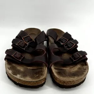 Birkenstock Florida Soft Footbed Sandals Three Straps Slip On Leather Brown 9 thumbnail 5