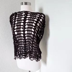 Zara Black Crochet Open-Knit Top thumbnail 2