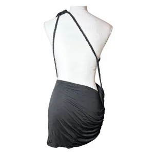 Retrofête Wrap Mini Dress Braided Straps Black Women's size S thumbnail 2