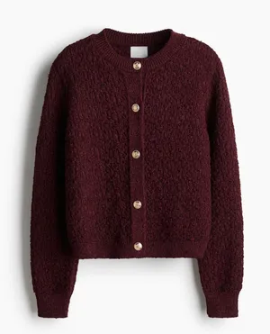 H&M Burgundy Knit Cardigan with Gold Buttons NWT thumbnail 1