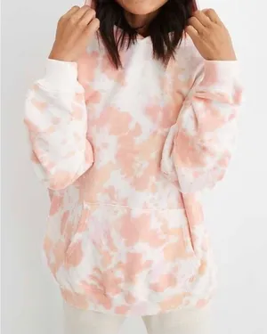 Aerie 90’s Tie Dye Oversized Relaxed Hoodie Pink Peach Boho Comfort Size XS thumbnail 1