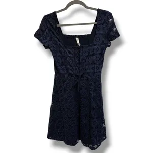 Aeropostale Navy Lace Corset Dress Fit‎ Flare Square Neck Coquette Mini M NWT thumbnail 2
