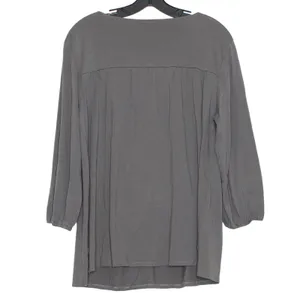 Garnet Hill Top 3/4 Sleeve Embroidered Minimalist Boho Ethereal Floral Gray XL thumbnail 2