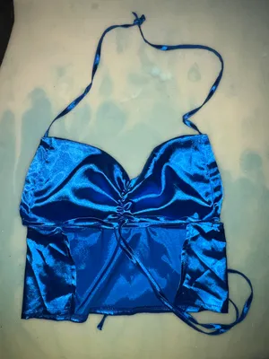 SheIn Halter Blue Wave Crop Top thumbnail 2