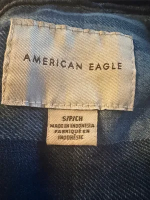 American Eagle AE Cropped Hooded Flannel Shirt in blue S thumbnail 10