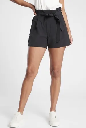 Athleta Tie Waist Paper Bag Waist Skyline Short II Black thumbnail 1