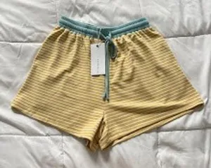 NWT Annie Wear Yellow Striped Lounge‎ Shorts Womens Small Sleep Pjs thumbnail 1