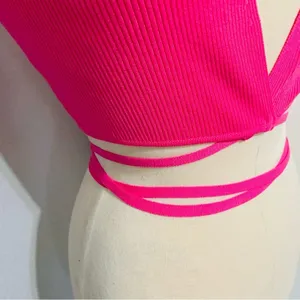 Zara Women‎ Bloggers Favorite Pink Sleeveless Knotted Waist Knit Top Size Large thumbnail 11