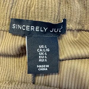 Sincerely Jules Brown Corduroy Straight Flare Pants High Rise Elastic Waist Lg thumbnail 6