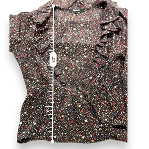 Madewell Silk‎ Ruffle-Hem Wrap Long Sleeve Top in Starry Night Size M thumbnail 12