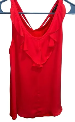 Express Womens Red Ruffle‎ Front Tie Back Sleeveless Blouse Top Small thumbnail 1
