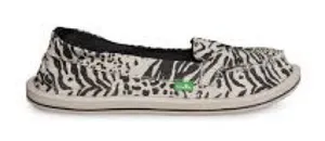 Sanuk Shorty leppatyga animal print slip on loafers‎ women’s size 10 cream black thumbnail 1