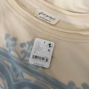 NWT!!‎ FREE PEOPLE Doily Sweatshirt Heart Ivory Blue Eyelet Lace Bohemian Small thumbnail 12