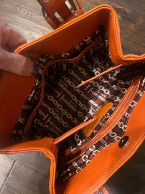 Tignanello Vibrant Orange Pebbled Leather Bag thumbnail 3