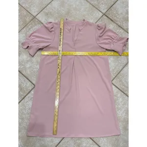 Women's Light Pink Short Sleeve Ruffle Dress – Size Large (L) thumbnail 7
