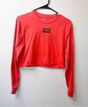 VANS Orange Long Sleeve Crop Top! thumbnail 1