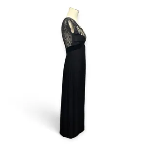 Soma Sleeveless Embroidered Lace Velvet Trim Nightgown Lounge Black XS thumbnail 5