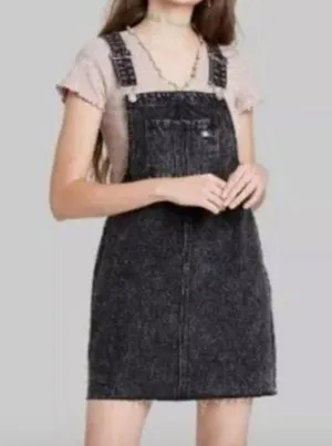 Wild Fable Raw Hem Jumper Skirt Black Gray Size Small thumbnail 1