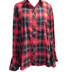 Beach lunch lounge Plaid ladies Shirt - Red and Black buffalo plaid thumbnail 5