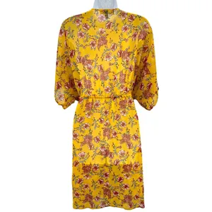 Derek‎ Heart Short Sleeeve Floral Cover Up Tie Up Kimono Large Boho Festival thumbnail 4