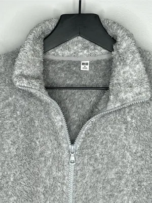 Uniqlo Grey Teddy Jacket Size M thumbnail 4