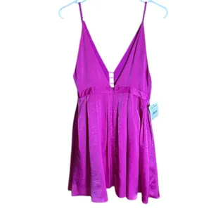 Free People Gabby’s Party all Night Fuchsia Spaghetti Strap Low Cut Dress thumbnail 8