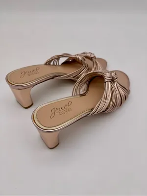 Jewel Badgley Mischka Cheryl Metallic Leather Block Heel Sandals Rose Gold 8 thumbnail 6