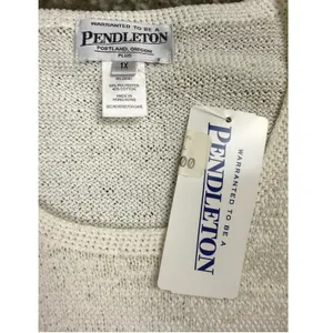 Pendleton Knit Shell Tank Women 1X Coastal Grandma Cream Sleeveless‎ Sweater Vtg thumbnail 4