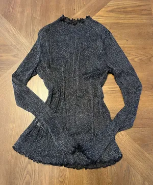 Sheer Black Sparkly Top Size M thumbnail 1