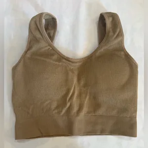 380 NVGTN Ribbed Sports Bra in Brown Beige Small Athleisure thumbnail 2