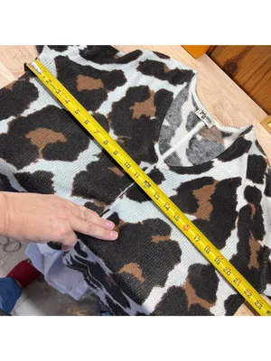 Show Me Your Mumu Wildcat Knit Hug Me Sweater Leopard Brown Black White Size XS thumbnail 11