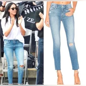 MOTHER Looker Ankle Fray Skinny Jeans in Love Gun Blue Size‎ 25 thumbnail 2