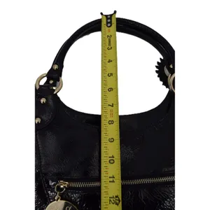 Charles David Hobo Bag Womens Large Black Patent Leather EUC Gold Hardware‎ thumbnail 12
