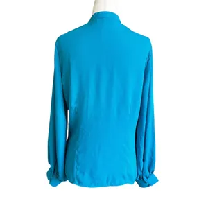 New York & Company Blue High Neck Long Sleeves Blouse Women's Top Size XS 70-32 thumbnail 2